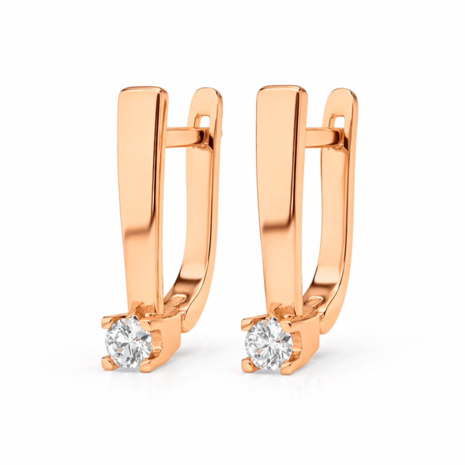 Ohrringe aus 585er Rotgold mit Brillanten 2 Stück ca. 0,15 ct. GSI, Höhe ca. 15 mm