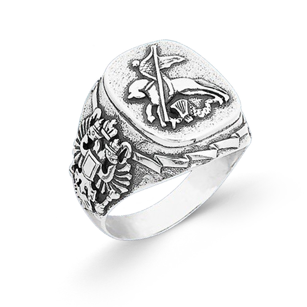 Erstklassiger Herrenring, Silber 925, " Georgij Pobedonosiz"