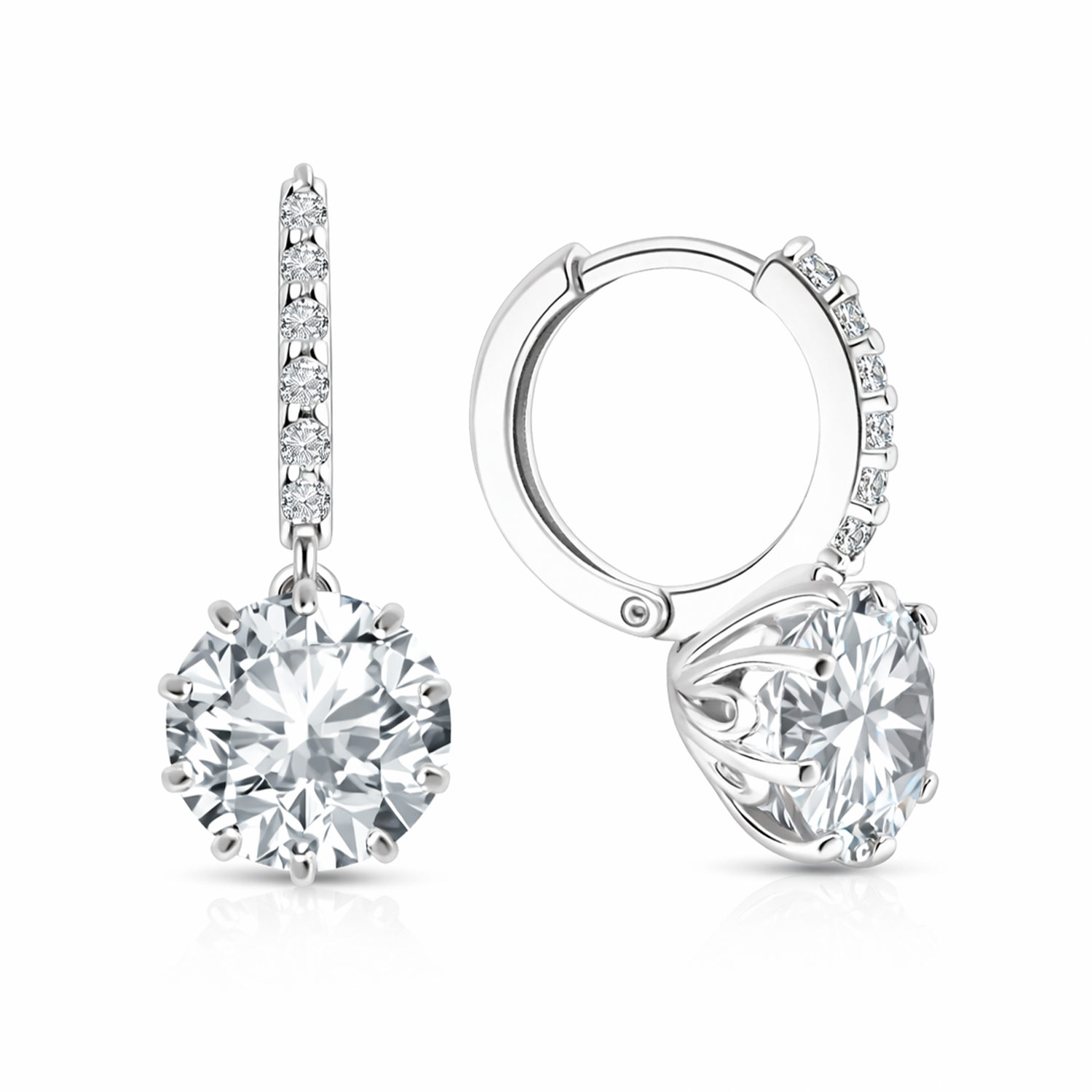 Elegante Ohrringe aus 925 Silber mit Zirkonia, Höhe ca. 19 mm