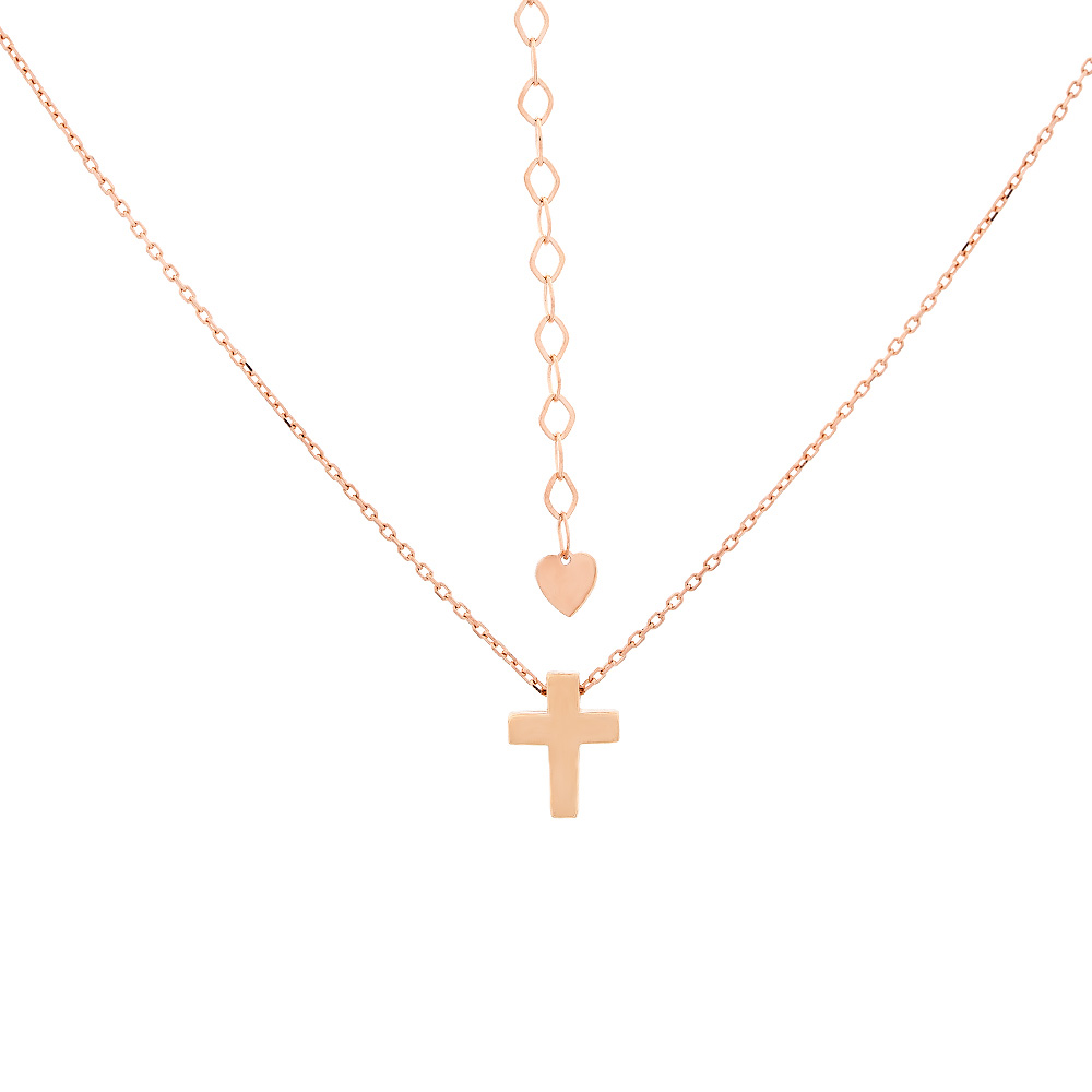 Kette mit Kreuzanhänger aus 585 Rotgold