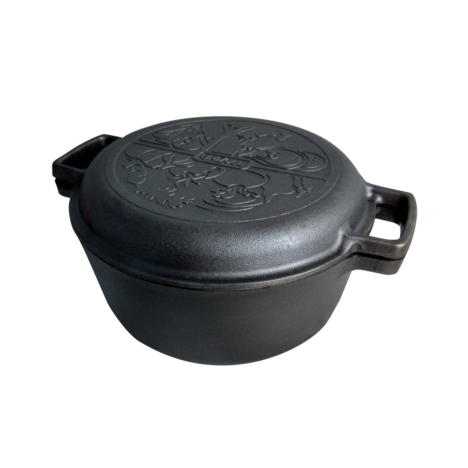 BriZoll Kochtopf mit Pfannendeckel aus Gusseisen, 4 L