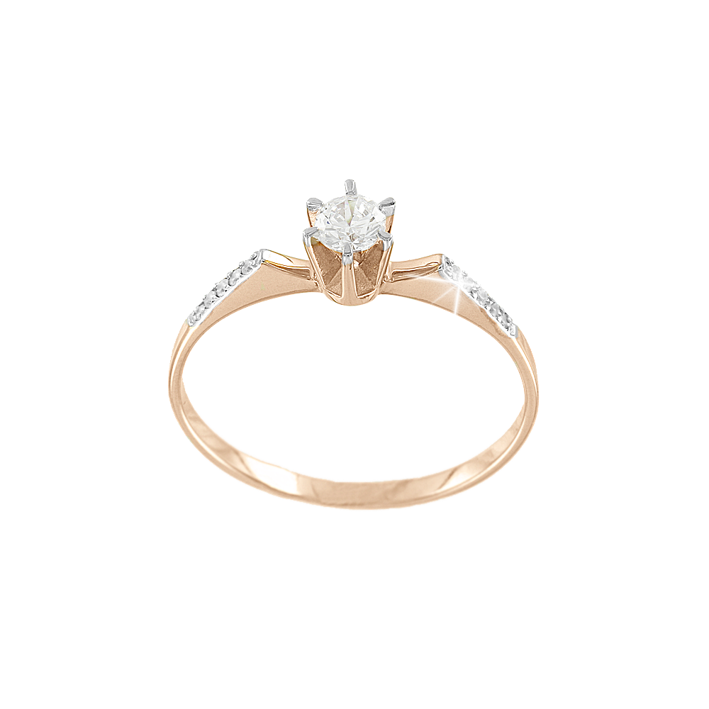 Schöner Damenring, Rotgold 585, mit Zirkonia