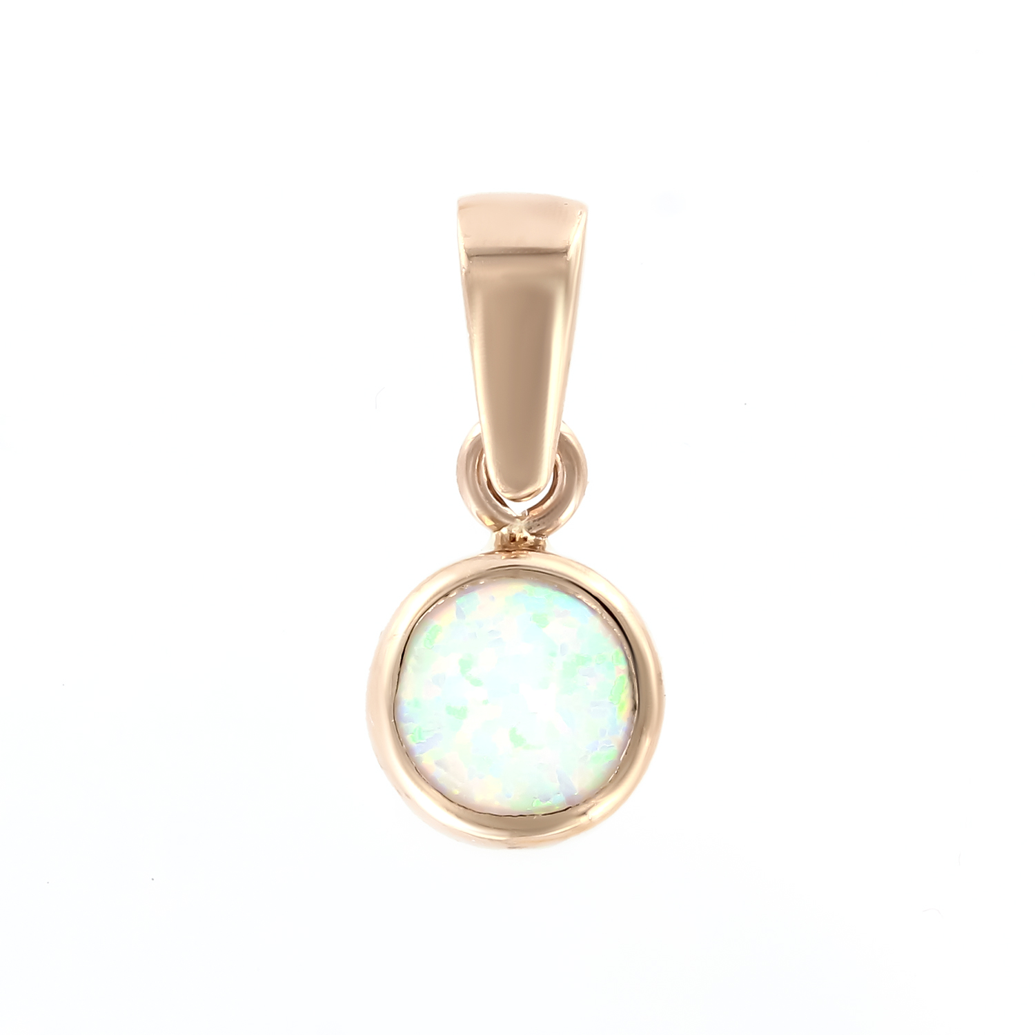 Anhänger, Russischess Rotgold 585, mit Opal - durchmesser ca. 7 mm, Höhe ca. 15 mm, Gewicht des Schmuckstücks: ca. 0,92 gr.